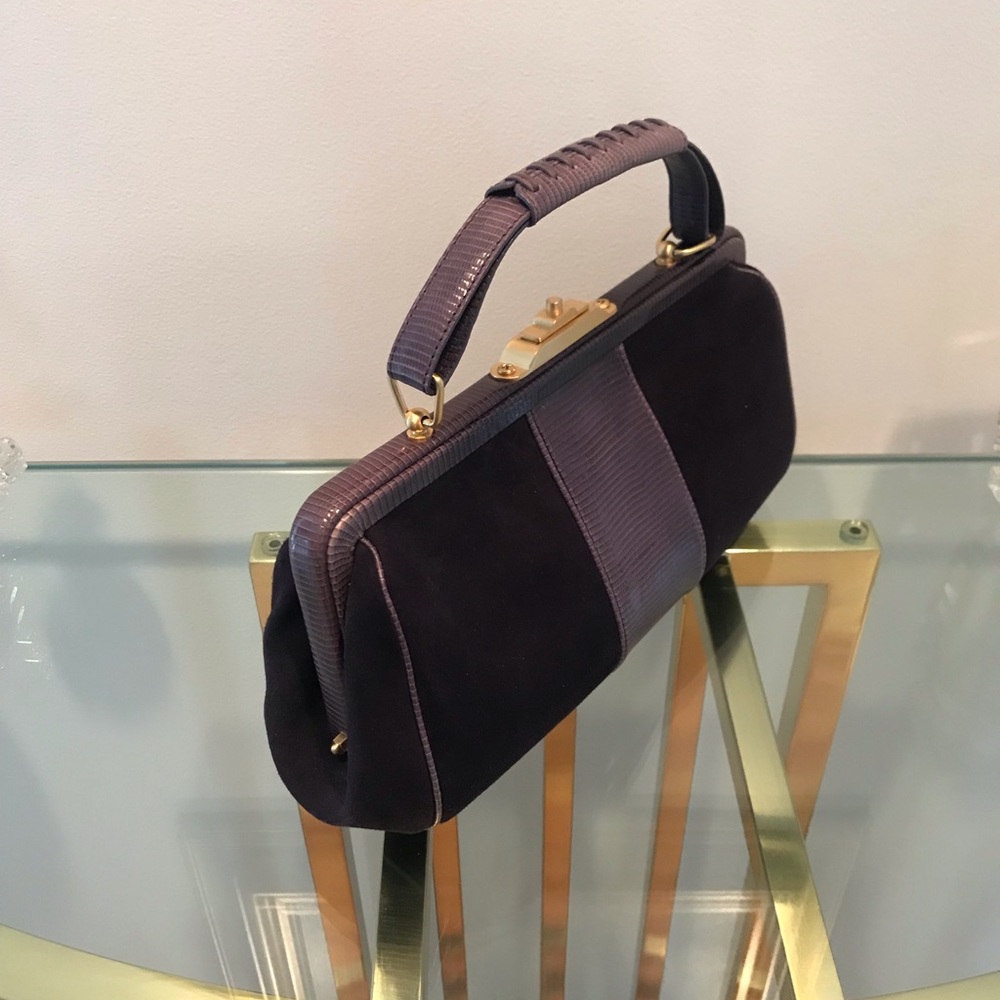 Gorgeous Via Spiga  Purple suede hand sac-voyage - Picture 4 of 7
